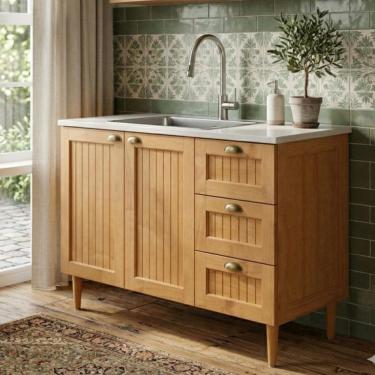 Imagem de Balcão Para Pia Em Madeira Maciça 120cm Versalles Cavazotto