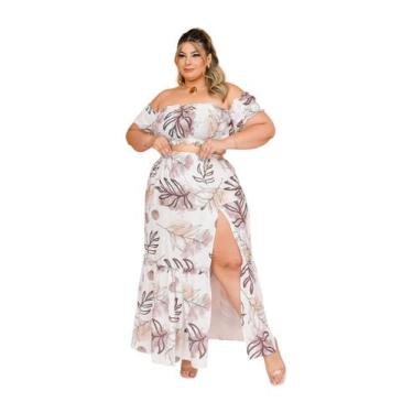 Imagem de Conjunto Feminio Plus Size Saia Longa E Cropped Com Lastex - Thania Mo