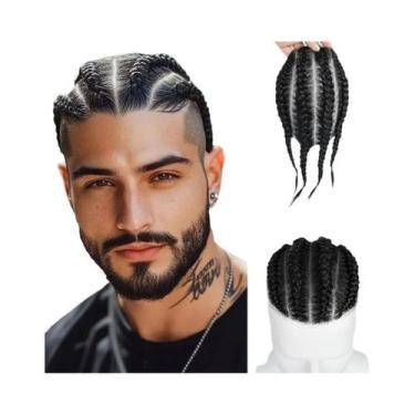 Imagem de Peruca Masculina De Cabelo Humano Trançado Estilo Cornrow Box Braids C