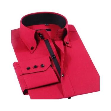 Imagem de Camisa Social Branca Masculina Slim Fit Com Fivela De Strass De Crista