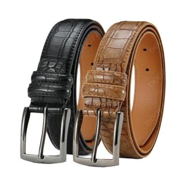 Imagem de Cinto De Couro Luxuoso Preto Para Homens, Alta Qualidade, Fivela Autom