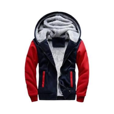 Imagem de Jaqueta Masculina De Inverno Com Capuz De Fleece Grosso E Quente, Zípe
