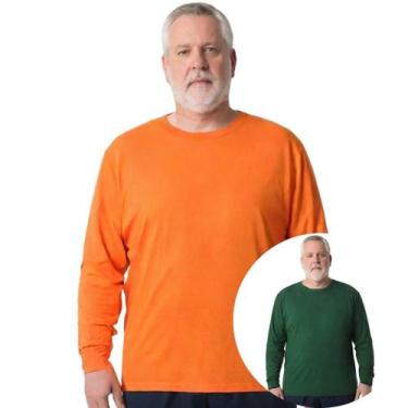 Imagem de Kit 2 Camisas Masculina Manga Longa Plus Size Malha Fria - Genérico, L