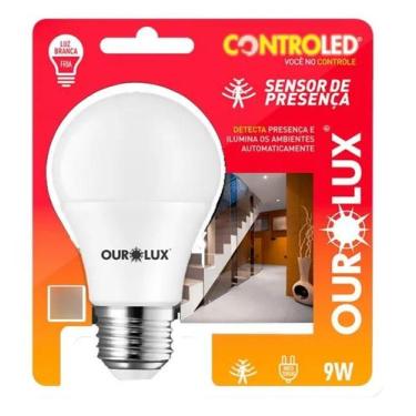 Imagem de Kit 2 Lâmpadas LED E27 9W Ourolux 6500K Bivolt 760lm Sensor - Congratu