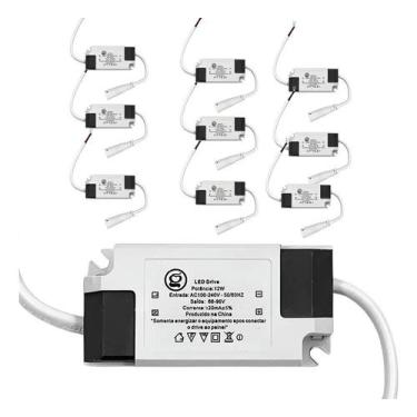 Imagem de Kit 10 Reator Driver Painel Led Embutir Sobrepor 8w Até 24w - Congratu