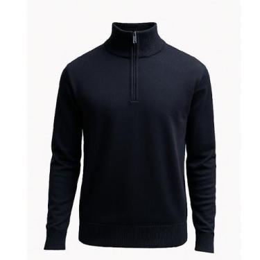 Imagem de Blusa De Frio Suéter Tricô Masculina Com Zíper Broken Rules, Marinho, 