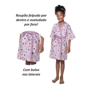 Imagem de Roupão Aveludado Infantil Quimono Estampado Pet Love - Lepper, G