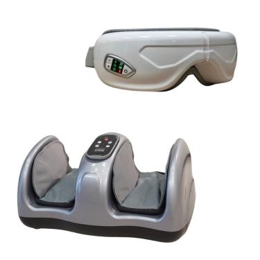 Imagem de Massageador de Pés e Ocular Gran Belo Relaxamento com Massagem 3d Aquecimento Térmico Bluetooth Tela Lcd Cinza e Branco