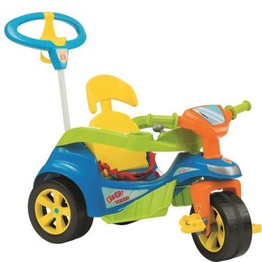 Imagem de Triciclo Baby Trike Evolution com Haste Articulável e Cinto de Segurança Azul Biemme Brinquedos