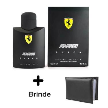 Imagem de Perfume Scuderia Ferrari Black 125ml Eau Toilette + Brinde Carteira Slim Bolso Cartões