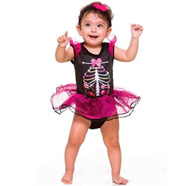 Imagem de Fantasia de Caveira Mexicana Bebe Feminino de Halloween M 3-6 Meses