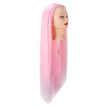 Imagem de Cabeça de manequim de cabelo longo, cabeça de treinamento de cabelo para treinamento de cabelo para tricô para corte de cabelo