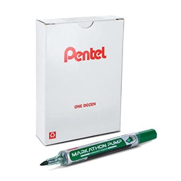 Imagem de Pentel Marcador permanente Markathon, ponta de cinzel, tinta verde, pacote com 12 (NLF60X-D)