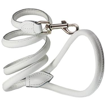 Imagem de Coleira para cachorro Dogs My Love 1,2 m de comprimento redonda de couro genuíno enrolada brancaDogs My Love Medium: 7/16" (10mm) branco 766150183627