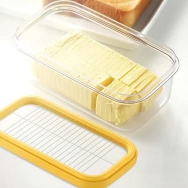 Imagem de Manteiga com cortador de tampa, tampa de silicone para vedação de manteiga, caixa de fatiar de manteiga para facilitar o corte e o armazenamento e o recipiente de queijo de manteiga