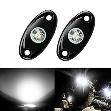 Imagem de 2 Pods LED Rock Lights, Ampper Waterproof LED Neon Underglow Light for Car Truck ATV UTV SUV Offroad Boat Underbody Glow Trail Rig Lamp (White)