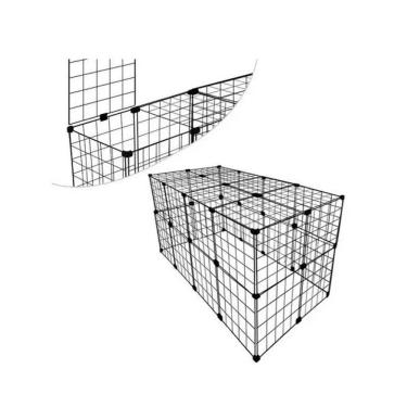 Imagem de Cercado Gaiola para Porquinho da Índia Coelho 60x120x60cm Aramado Preto com Teto