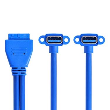 Imagem de NFHK Conector USB 3.0 A tipo dupla fêmea para placa-mãe 20 pinos 19 pinos caixa cabeçalho slot painel montagem cabo 50 cm