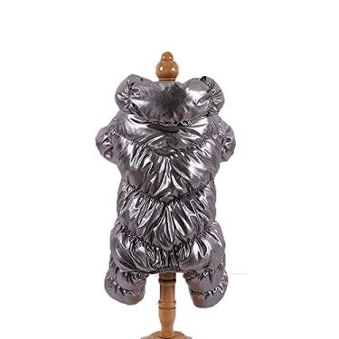 Imagem de Yajun Casaco de jaqueta de cachorro à prova de vento roupa de neve aconchegante animais de estimação vestuário ao ar livre impermeável cães manter roupas quentes, prata, P