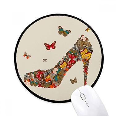 Imagem de DIYthinker Borboleta e sapatos de salto alto mouse pad desktop escritório tapete redondo para computador