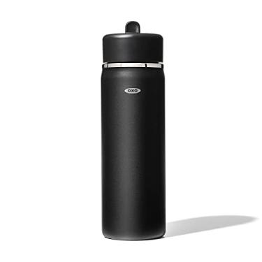 Imagem de OXO Garrafa de água de boca larga ônix de 590 ml com tampa de canudo