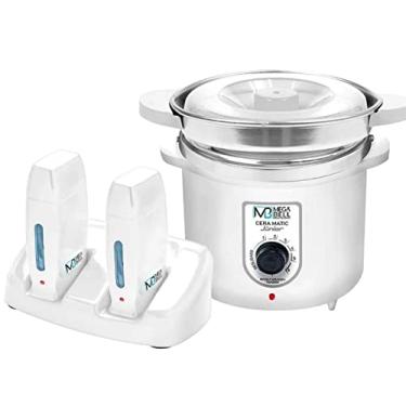 Imagem de Termocera Panela Depilação 400g c/Refil + Base Dupla c/ 2 Rollon Toda Branca Mega Bell