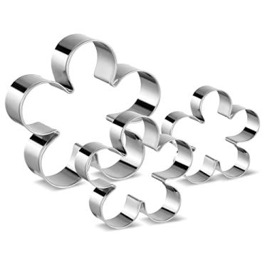 Imagem de ICYANG Conjunto de cortadores de biscoito de pétala de rosa de aço inoxidável, 3 peças em forma de flor de rosa faça você mesmo molde para fondant de massa decoração de bolo