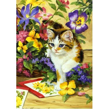 Imagem de Toland Home Garden 112100 Flower Kitty 32,5 x 45,7 cm Bandeira decorativa de jardim (31,7 x 45,7 cm)