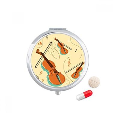 Imagem de Estojo de comprimidos com estampa de instrumentos musicais para violino, caixa de armazenamento de medicamentos
