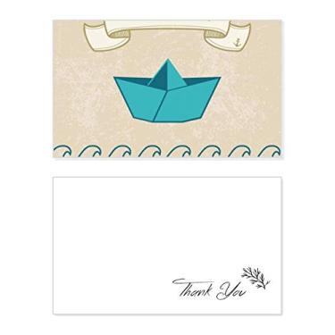 Imagem de Barco dobrável de papel oceano amor mar velejando cartão de agradecimento aniversário lembrança casamento agradecimento