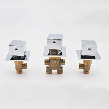 Imagem de Misturador de interruptores de banheira, torneira de banheira de massagem cromada fria e quente, torneira dividida para chuveiro de torneira, núcleo de válvula de cerâmica, cabo triplo