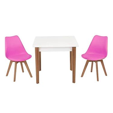 Imagem de Conjunto Mesa de Jantar Luiza 80cm Branca com 2 Cadeiras Leda - Rosa