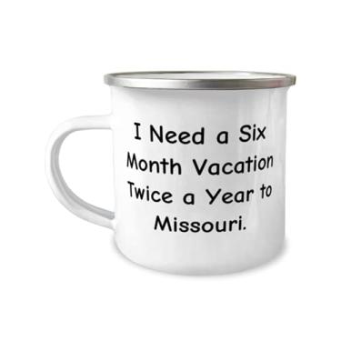 Imagem de I Need a Six Month Vacation Twice for Year to Missouri. Caneca de acampamento de 355 ml, presente Missouri de, Sarcasm For