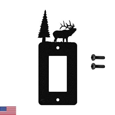 Imagem de Alce e cabine interruptor de luz de gangue único, tomada GFCI, placa de parede (roqueiro único (GFCI), preto)