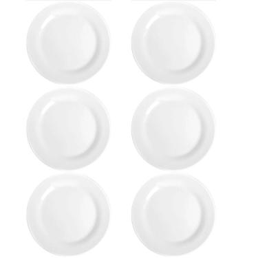 Imagem de Jogo de 6 Pratos Rasos Conjunto Duralex Grande Brancos Opaline Menu Nadir Figueiredo em Vidro Temperado