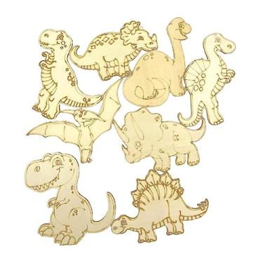 Imagem de Vaveren Lascas de dinossauros de madeira Projetos de artesanato em madeira DIY Recortes de madeira inacabados Recortes de madeira Chips Animais para materiais, sem corda