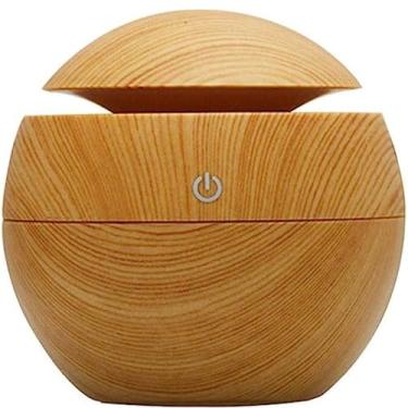 Imagem de Umidificador De Ar Ultrassônico Luminaria Tipo Madeira Difusor Aromas Redondo Aromatizador Difusor Aroma Elétrico USB Led 7 Cores Premium FastJoy
