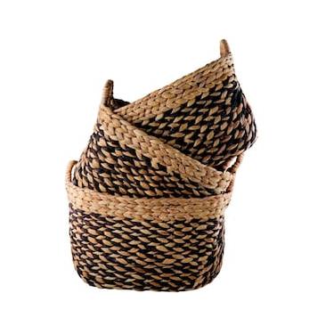 Imagem de Conjunto de Cestas em Fibra Natural L`Hermitage Retangulares com Alças – 3 Peças