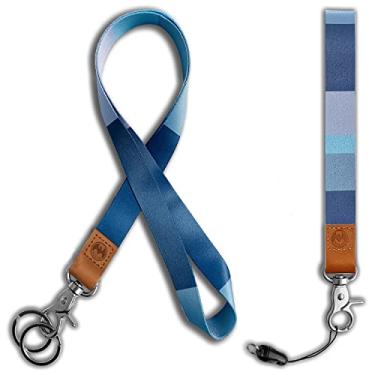 Imagem de Cordão de pulso e pescoço para crachás de identificação e chaves fofo para mulheres, pacote com 2, cordões masculinos de pescoço legal, porta-chaves de carro