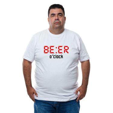 Imagem de Camiseta Masculina Plus Size Algodao Frase Beer O`Clock Com Abridor De Garrafas Integrado