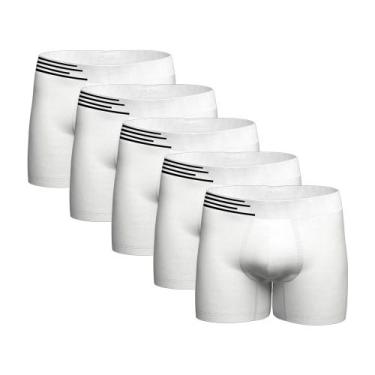 Imagem de Kit Com 5 Cuecas Boxer Microfibra Up Underwear 436 Branco - Qlc Sport