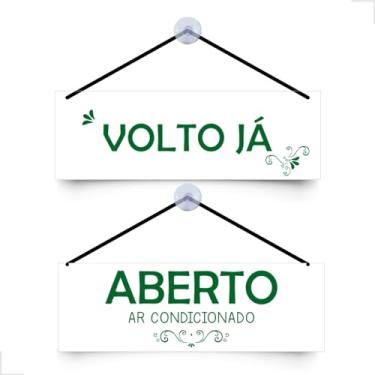 Imagem de Placa de Porta Aviso Volto Logo e Aberto Ar Condicionado Para Porta De Vidro