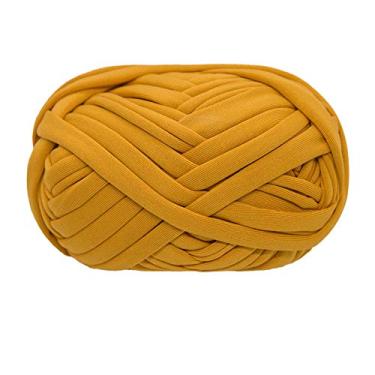 Imagem de Camiseta fio de tricô tecido de crochê pano para mão de verão bolsa diy cobertor almofada projetos de crochê 100g (##20 amarelo)
