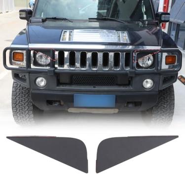 Imagem de Qiosreui Acabamento da tampa da pálpebra do farol para Hummer H2 2003-2009, acabamento da tampa do farol Angry Eye, tampa da lâmpada frontal, acabamento do painel do farol dianteiro, aço carbono