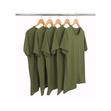 Imagem de Kit 5 Camisetas Masculinas de Algodão Premium Básica Lisa-Masculino