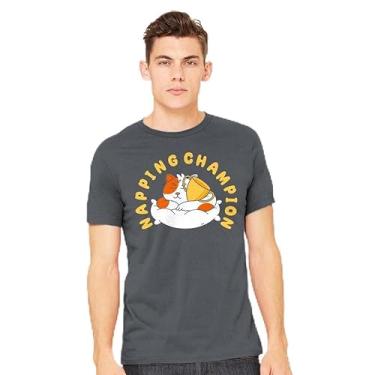 Imagem de TeeFury - Napping Champion - Camiseta masculina animal, gato, Turquesa, GG