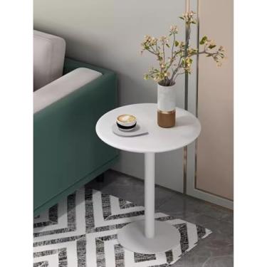 Imagem de Mesa de cabeceira com lado redondo, branco pequeno, sofá, coquetel, bar, cozinha, jantar, conferência, café, reunião, bistrô, pub, 40x40x50cm