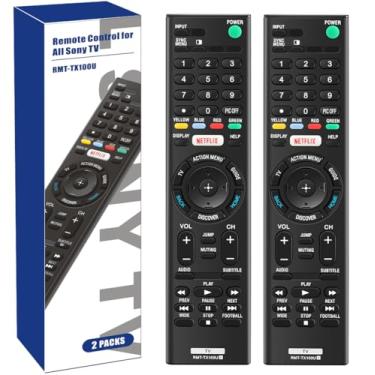 Imagem de AZMKIMI Substituição remota RMT-TX100U para controle remoto de TV Sony Bravia RMTTX100U, se aplicável XBR75X850C XBR-55X855C KDL-50W800C KDL-50W800380 KDL-50W800BUN1 com botão Netflix (2 peças)