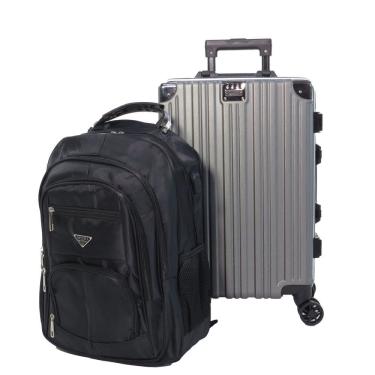 Imagem de Kit Mala de Bordo Madri + Mochila Impermeável Notebook 17"