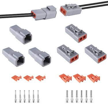 Imagem de MUYI 3 kits 2 pinos conector série DTP 14-12 AWG plugues elétricos à prova d'água IP65 soquetes resistentes à prova d'água tamanho 12 pinos de terminal classificação atual 25 Amps (DTP-2 PIN)